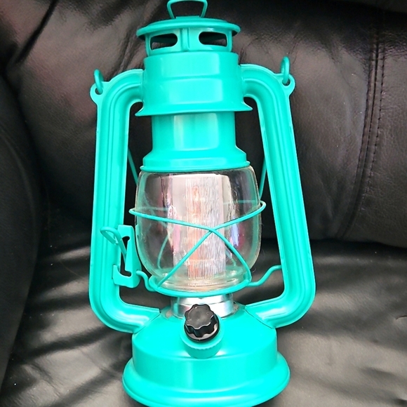 Storm Camping  LED Vintage-Style Teal Lantern Battery Operated Secured Plug - Picture 3 of 8